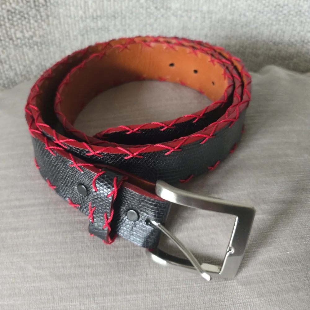 Patrick Gibbons Genuine Lizard Leather Handmaid Belt Black 48 - Picture 2 of 6
